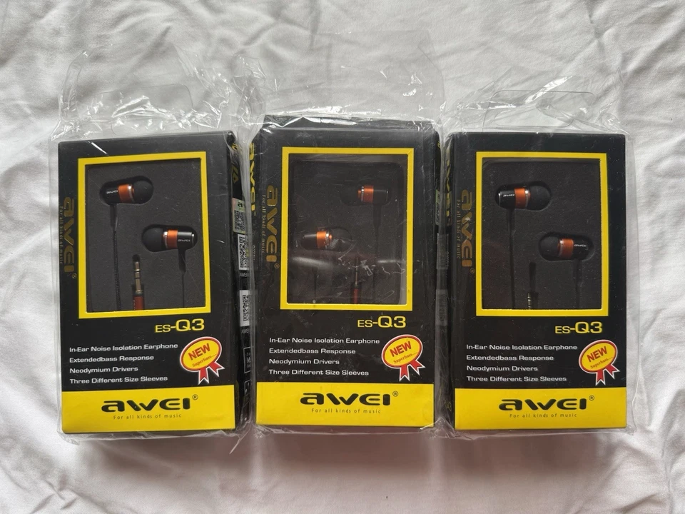 Auriculares internos con cable Awei ES-Q3 3,5 mm aislamiento de ruido graves estéreo nuevos Foto 4 de 4