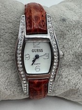 Vintage Ladies Guess Rhinestone Silver Tone Quartz Watch New Battery