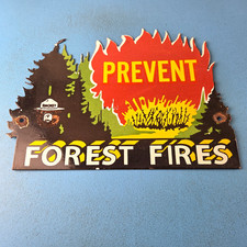 Vintage Forest Service Sign - Smokey Bear Prevent Fires Gas Porcelain Sign
