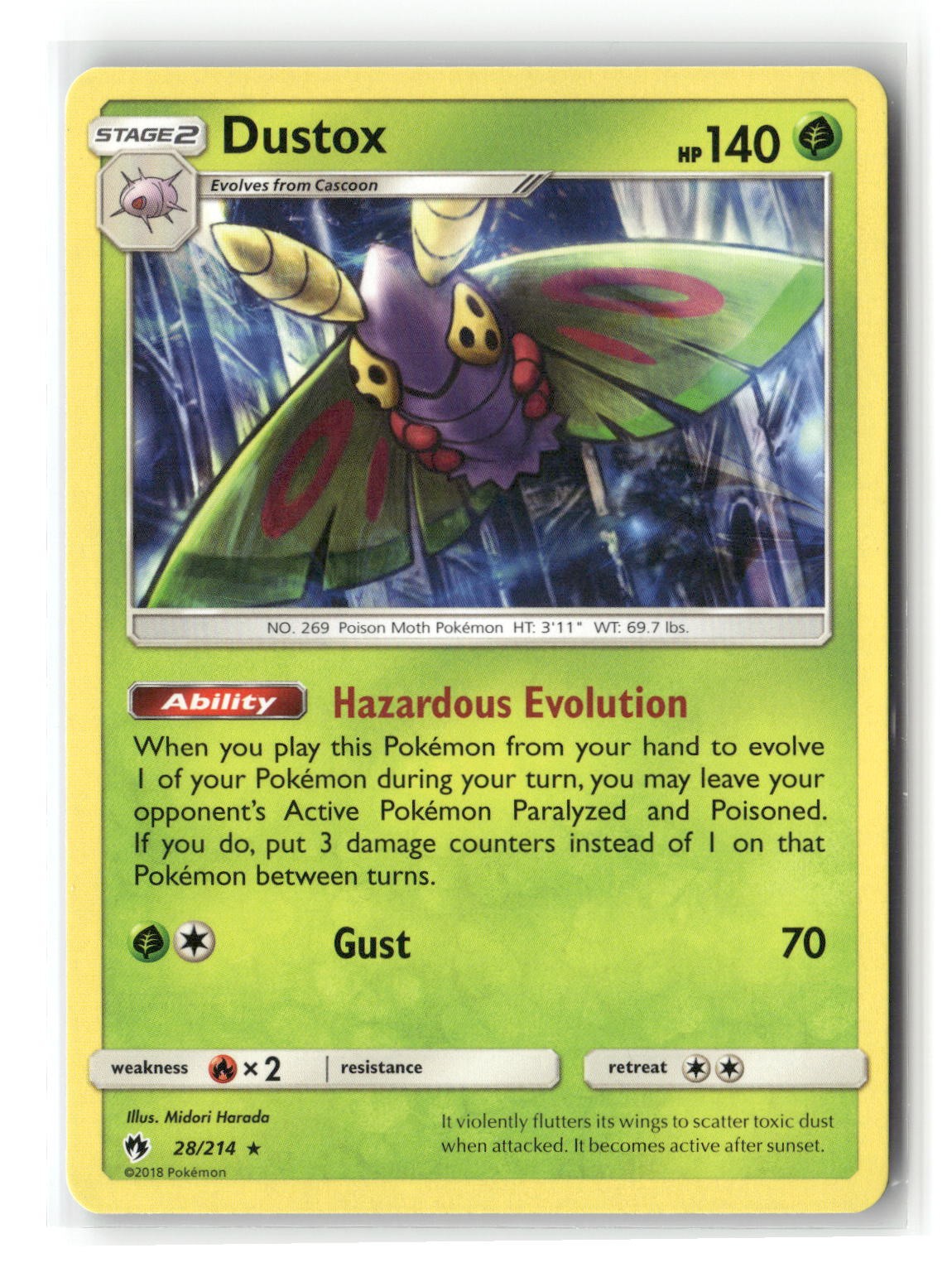 Dustox Rare Lost Thunder 28/214 Pokemon Near Mint
