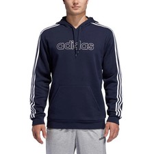 ADIDAS Men's Fleece 3 Stripe PULLOVER HOODIE Sweatshirt NAVY BLUE, Large NWT