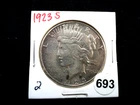1923-s PEACE $1 Dollar Coin #2 90% Silver San Francisco Mint Looks VF+ Condition