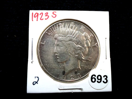1923-s PEACE $1 Dollar Coin #2 90% Silver San Francisco Mint Looks VF+ Condition