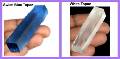 Bumper Sale White & Swiss Blue Topaz 170-190 Ct Gems Slice Rough Pair Certified