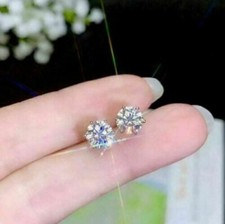1.00 Ctw Round Lab-Created Diamond Solitaire Stud Earrings 14K White Gold Plated