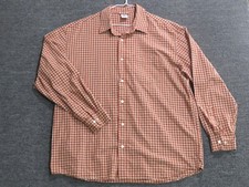 Old Navy Shirt Mens Large Red Beige Plaid Long Sleeve Button Front Collared