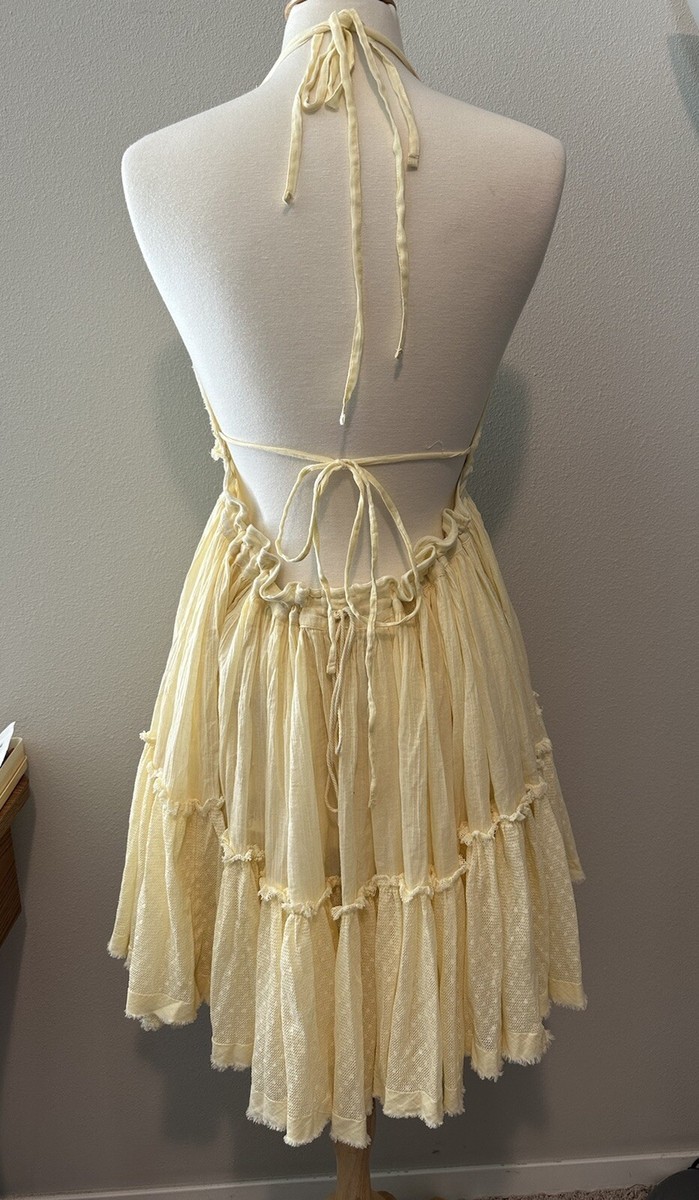 FREE PEOPLE 100 DEGREE MINI DRESS YELLOW BUTTERCUP LARGE