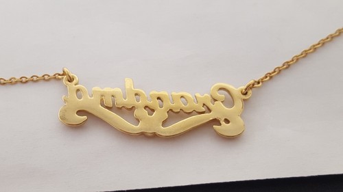 DISNEY Grandma Gold-Plate Necklace Mickey 3 Crystal Head Banner Name Title Adjst - Picture 15 of 19