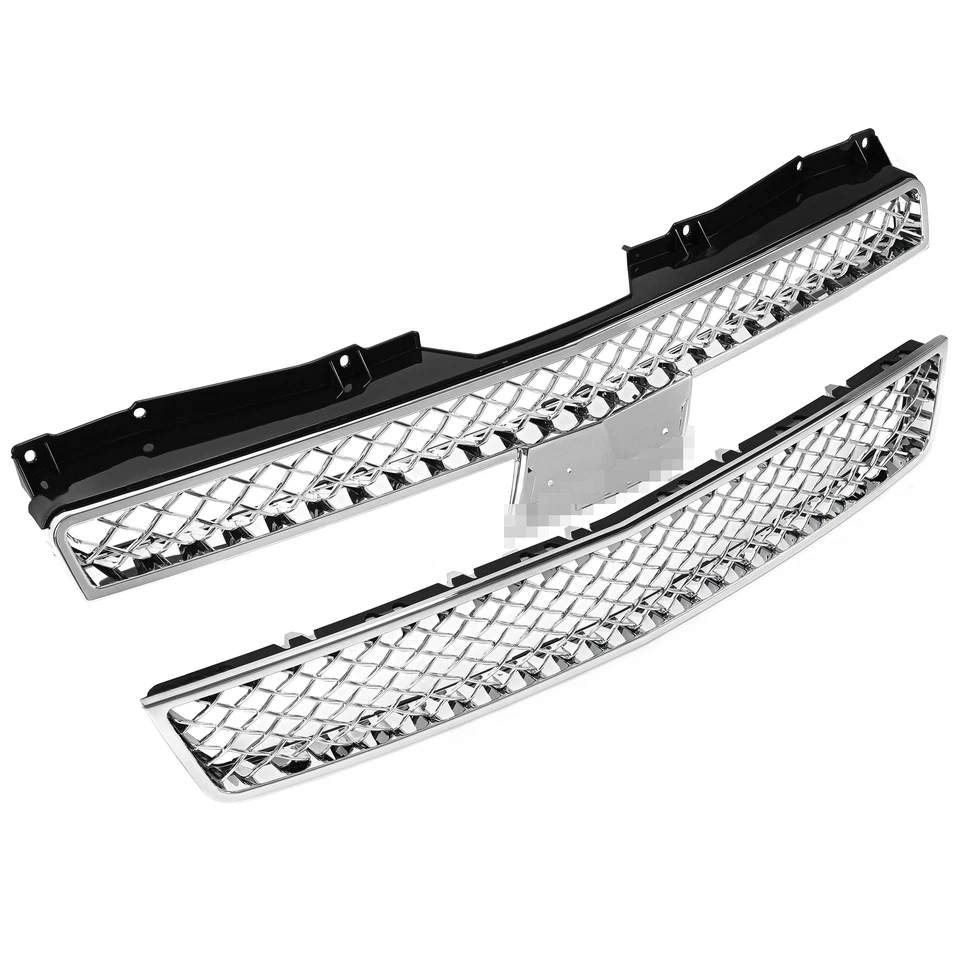 Chrome Grille For Chevy Tahoe/Suburban LTZ 1500 2500 2007-2013 14 Upper Lower Foto 3 de 4