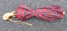 Vintage Christian Dior Red Tartan Plaid "Parapluies" Umbrella