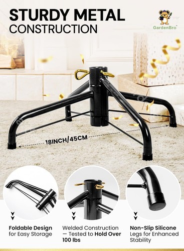 Artificial Christmas Tree Stand For Trees Up To 5 Feet Tall - Foldable Metal ... - Picture 3 of 7