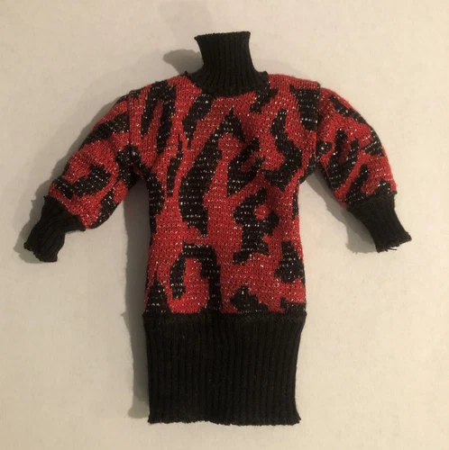 Vintage BARBIE #4478 Sweater DRESS ~ Red & Black Knit ~ 1987 ~ w/ Original Tag