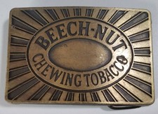 Beech Nut Chewing Tobacco Belt Buckle Brass Rectangle Vintage Rare Country