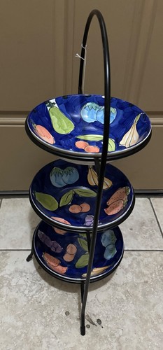 3 Tier Fruit Bowls Kitchen Fruit Baskets 22 X 12 X 8" Bowls 8 X 2 1/2" - Picture 8 of 13