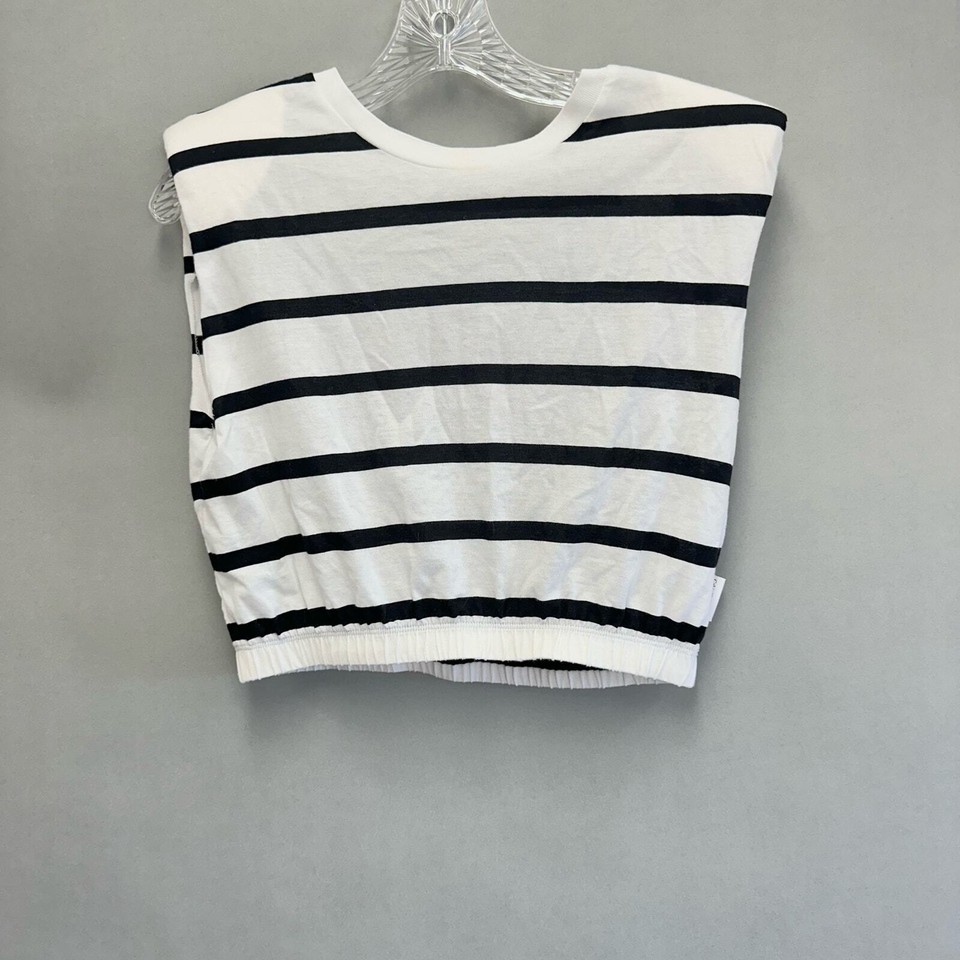 Calvin Klein Jeans Women's Striped ElasticWaist ShoulderPad Top Size