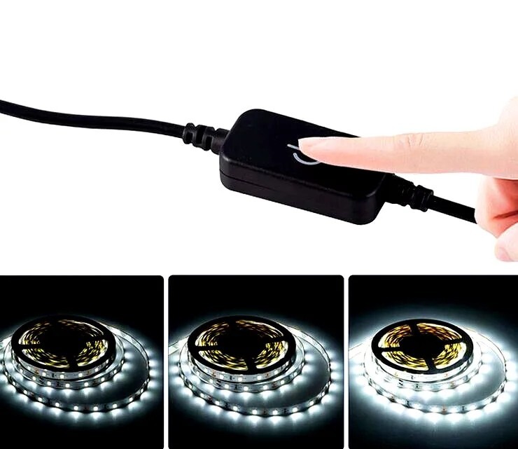 DC 12V/24V Touch Dimmer Switch For 2835 & 5050 LED Strips – 4A Output, 48W/96W, Black Or White
