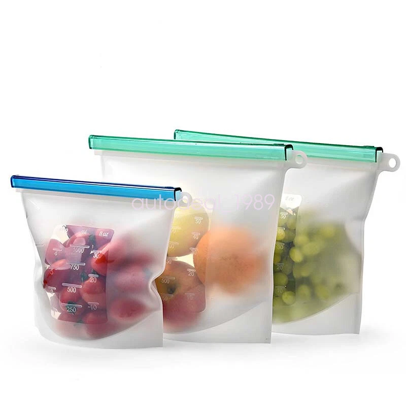 1Pcs Zip Lock Reusable Food Freeze Storage Bag for Sandwich Marinate Meat  Fruit