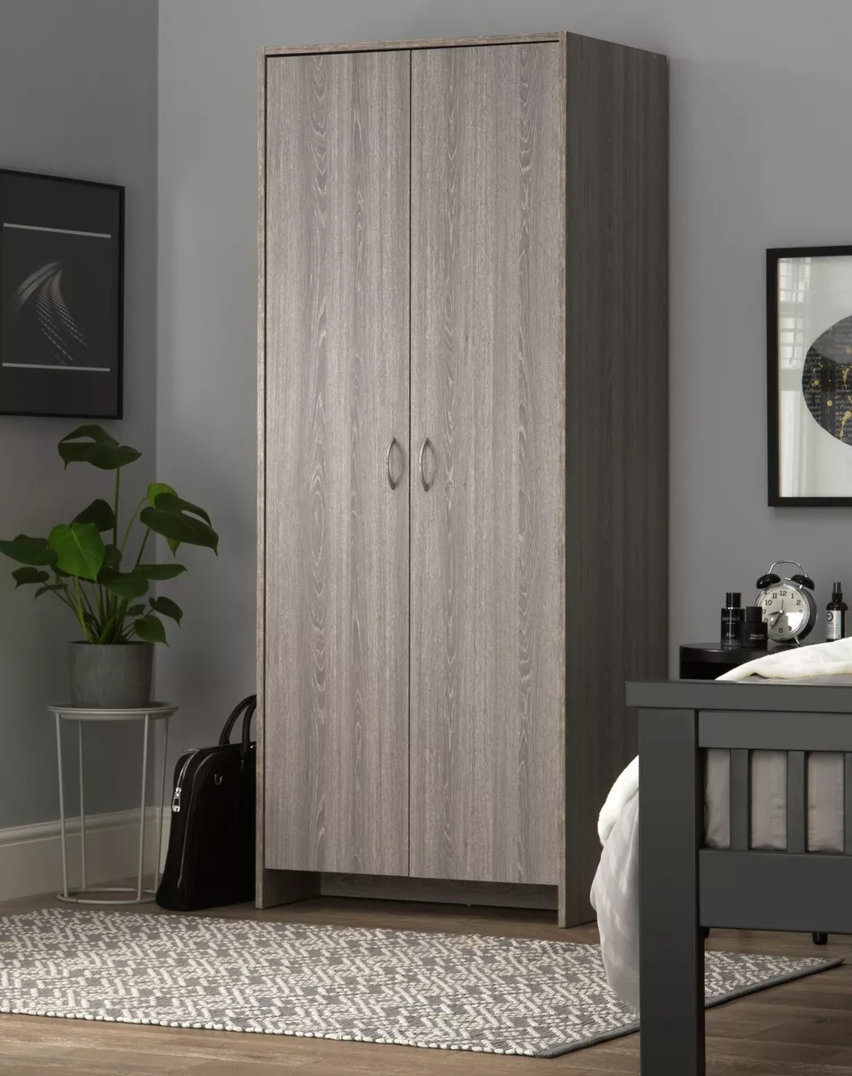 Seville 2 Door Wardrobe Grey Oak Effect