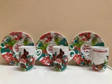 Rare - Juan Valdez Cafe' Mariposa Monarca (Set of 3) Espresso Cups and Saucers