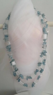 Designer Ross Simons Aquamarine Rock Crystal Quartz X-long 52'' Beaded Necklace