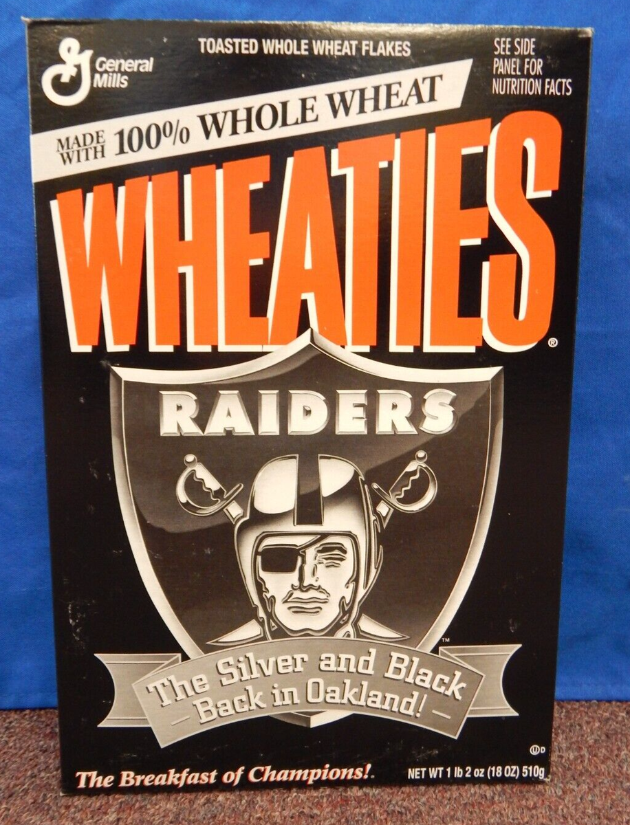 1995 Oakland Raiders Wheaties Cereal Box 'The Silver And Black