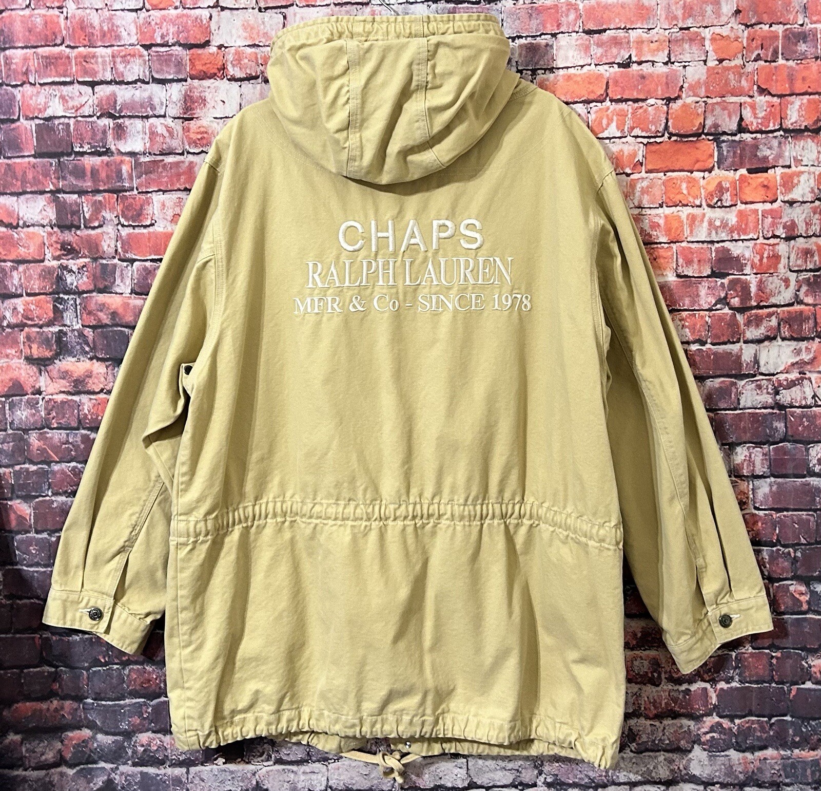 Vintage Chaps Ralph Lauren Utility Parka Jacket Hooded Tan Large thumbnail 3