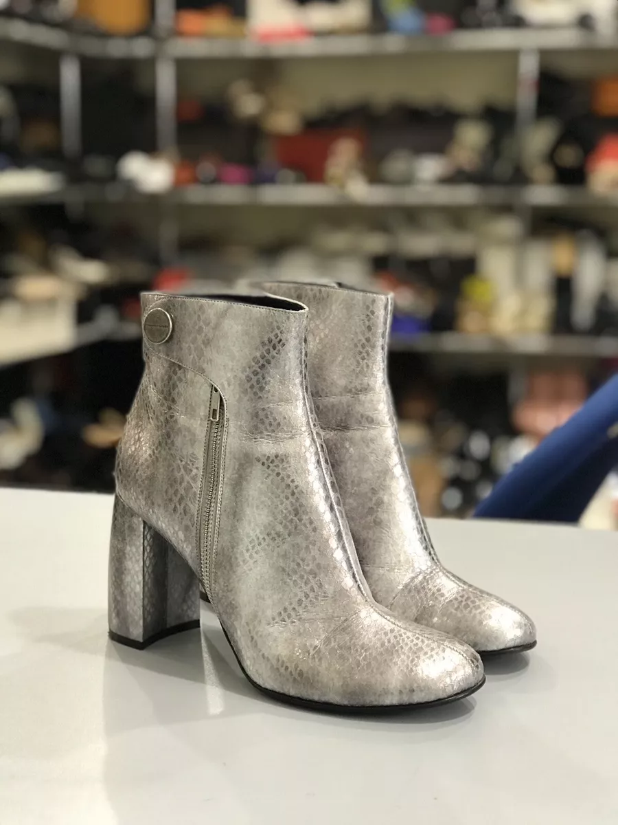 Metallic leather booties sale