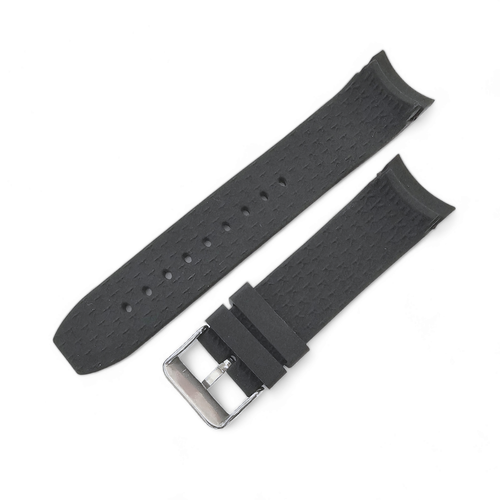Premium Curved End Watch Strap Band Silicone Rubber 18mm 20mm 22mm 24mm Black UK - Picture 37 of 46
