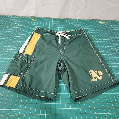 Oakland Athletics Swim Trunks Suit Mens Large Green A's Board Shorts Beach Pool