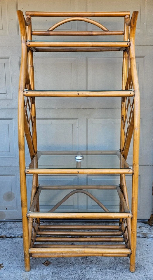 Librería de ratán tejida de mimbre yute estantes estantes estantería de exhibición estantería Foto 2 de 4