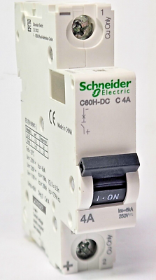 Disjoncteur C60H-DC 1P 4A Courbe C 250Vdc – Protection Circuit Courant Continu, Coupure 20 KA, Pour Applications DC - 12