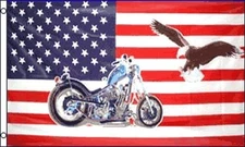 Motorcycle & Eagle US Flag 3x5 ft USA United States American Bike Biker 