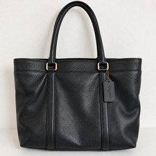 COACH F54756 Black Leather Tote Bag Large Shoulder Bag Gold Hardware