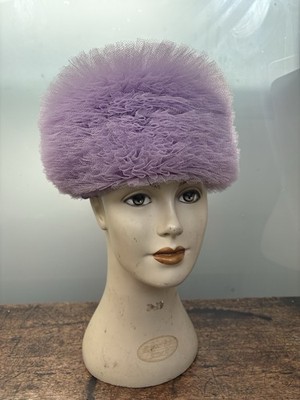 Vintage Flieder Tüll Pillbox Hut | Couture Rosette | 50er /60er Audrey Hepburn