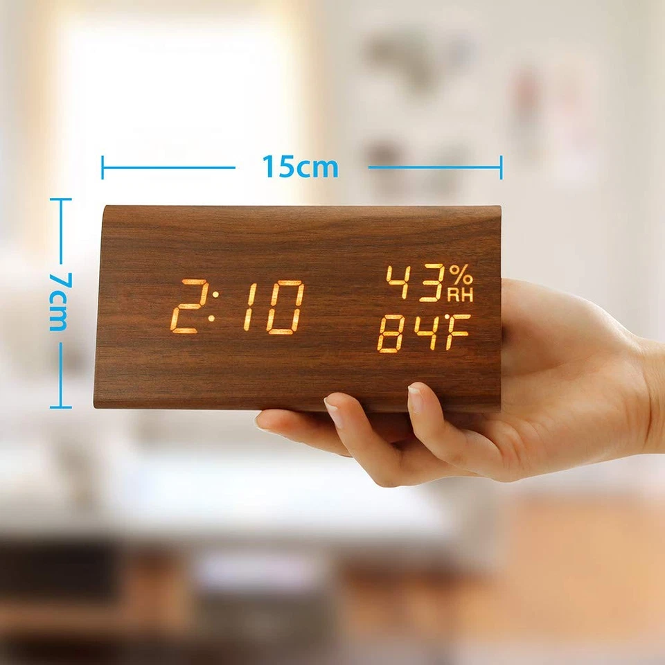 OCT17 Wooden Alarm Clock, Smart LED Digital Clock for Bedroom/desks, Upgraded... - Image 2 of 4