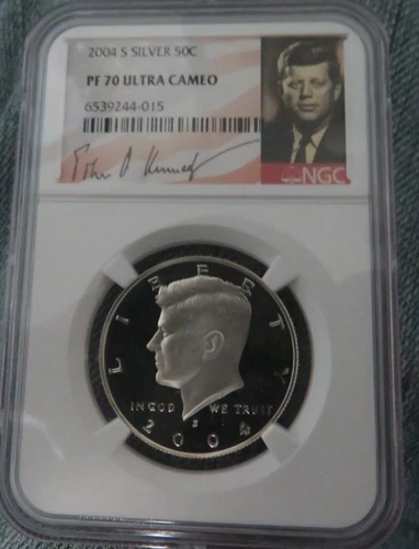 2004  S  SILVER  KENNEDY NGC  PF 70 UCAM LOW MINTAGE LOW POP SIGNATURE LABEL