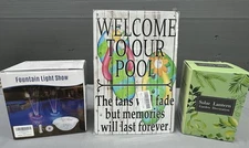 Patio Pool Deck Decoration LOT OF 3 Fountain Light Solar Lantern Home Garden NEW