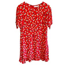 Faithfull the Brand Daphne Red Floral Mini Dress -size 10