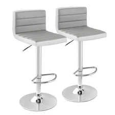 Set of 2 Bar Stools Adjustable Barstool PU Leather Swivel Pub Chairs Armless New