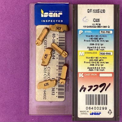 6pc  ISCAR  GIFI 5.00E-2.50  Carbide Grooving Profiling Inserts 656 Machinist