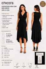 Chico's Black Sleeveless V-Neck Midi Dress Size-XS