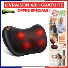 Coussin Massage Shiatsu Chauffant Dos Nuque 4 Têtes Rotatives Brelley