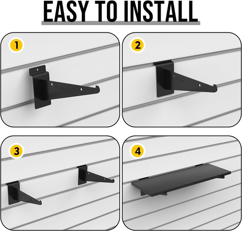 8 Pack Wooden Slatwall Shelf, 23.6"D X 11.8"W Slatwall Shelves with Metal Bracke - Afbeelding 4 van 7