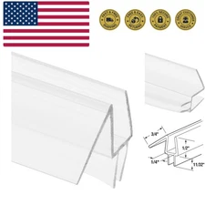 M 6256 Frameless Shower Door Bottom Seal for 1/4 in. Thick Glass Doors, Dual ...