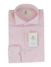 500 Luigi Borrelli Pink Solid Cotton Shirt - Slim - LB3282610