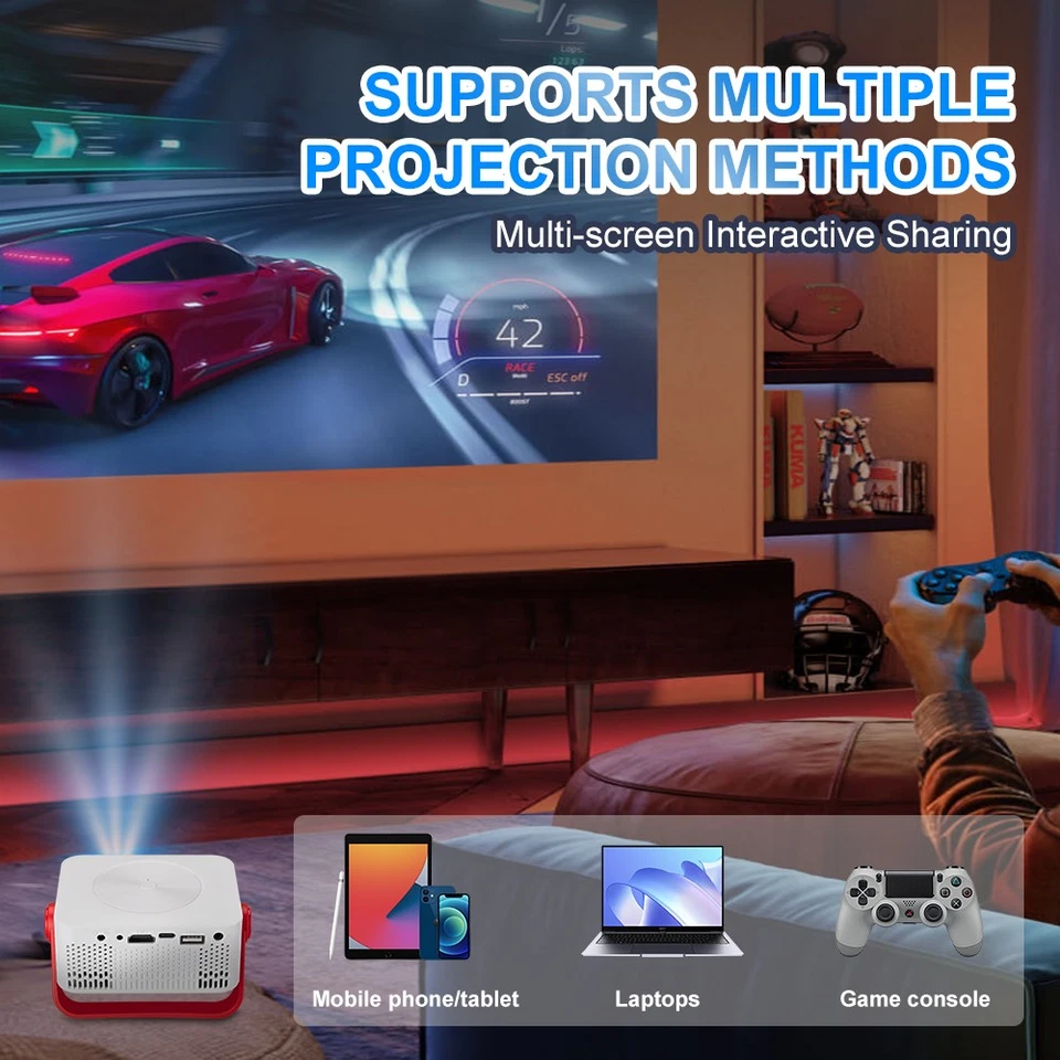 Wifi Home Portable M60 Projector HD 1080P Multi-language - Image 4 of 4