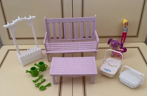 Vintage Barbie Flower Garden Playset Furniture Bench, Table & More