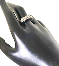 Judith Ripka Ring Diamonique Clear CZ Triple Station 925 Sterling Silver Size 10