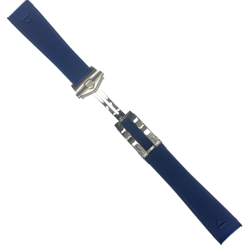 Black Rubber Watch Band Strap - 22mm Lug for TAG Heuer Aquaracer/Carrera Blue - Image 3 of 4