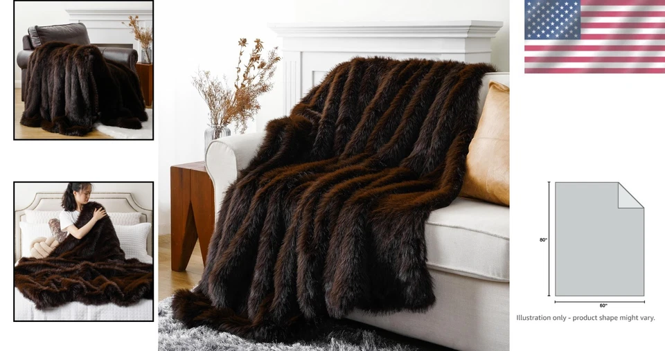 Elegante manta de piel sintética marrón - Regalo perfecto para cada ocasión Foto 2 de 4